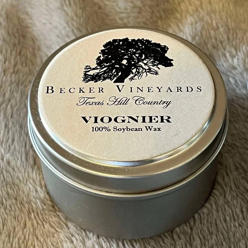Becker Vineyards Texas Hill Co 100% Soy Tin Candles Set/3 NEW 25 Hours TEXAS HTF